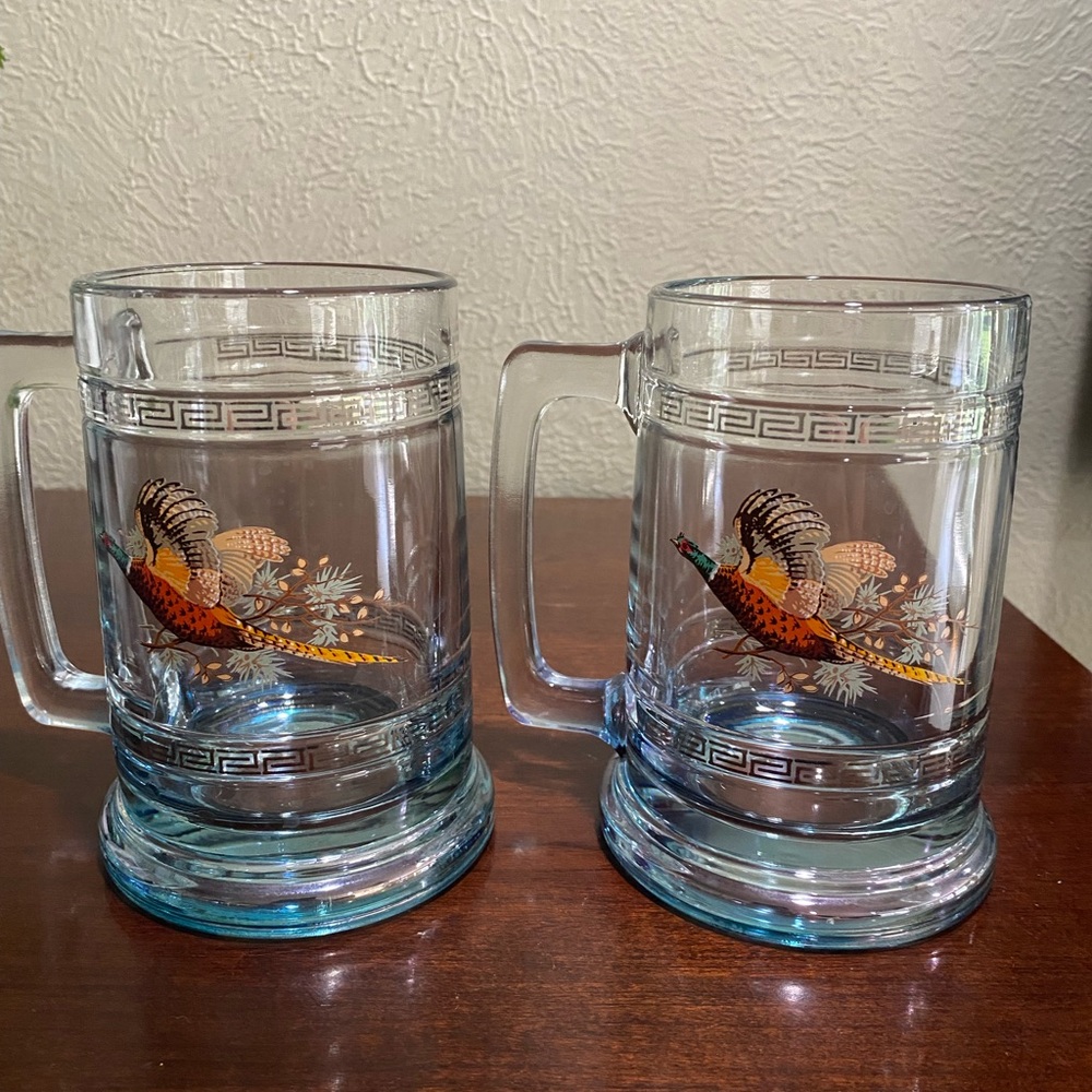 Vintage, Set of 2, Princess House, Colonial Series Steins with Pheasants